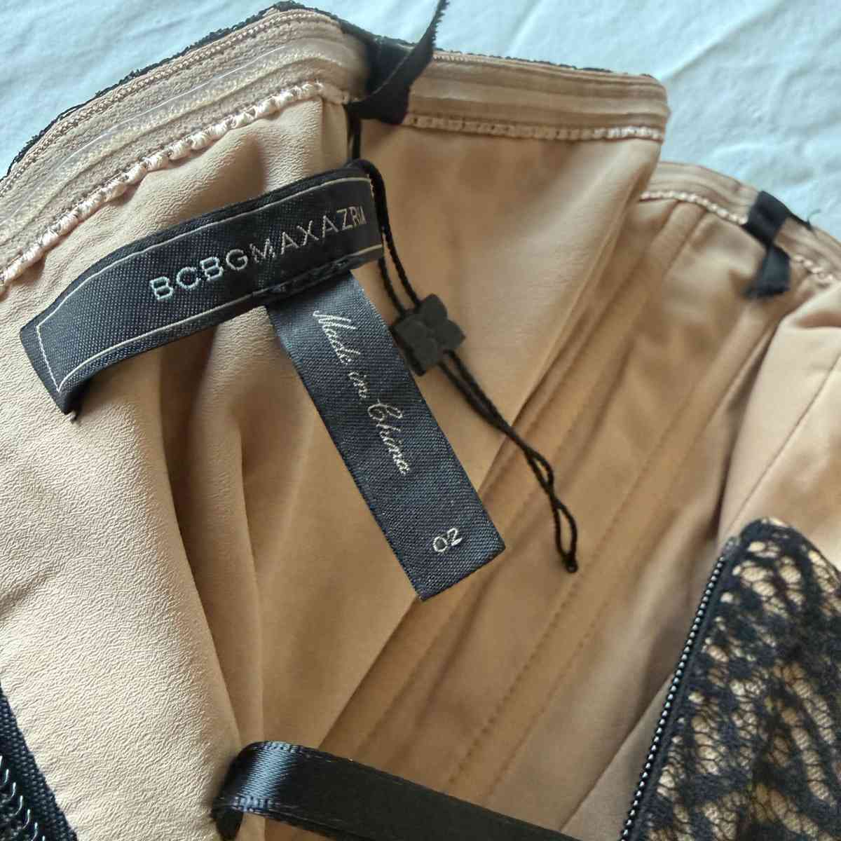 BCBGMAXAZRIA Black Lace Corset Mini Dress  Strapless Cocktai - Los Angeles, California - FleaMarketBay