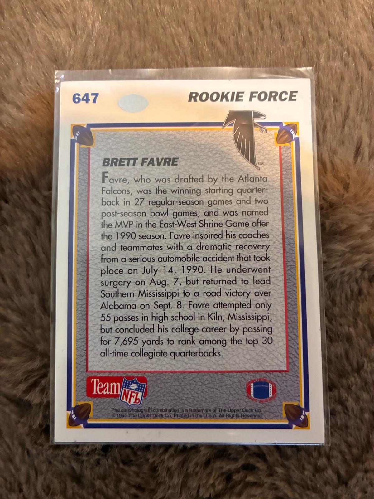 Brett Favre card - Hattiesburg, Mississippi - FleaMarketBay