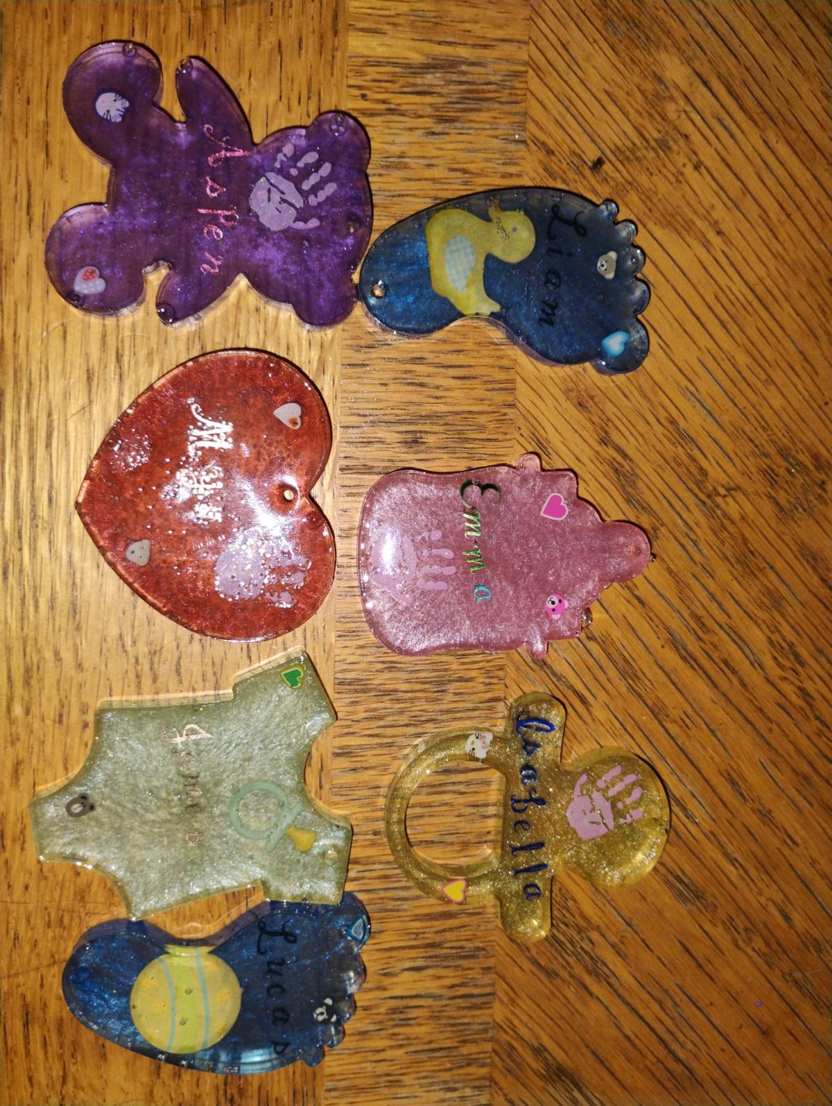 Hand crafted baby themed keychains