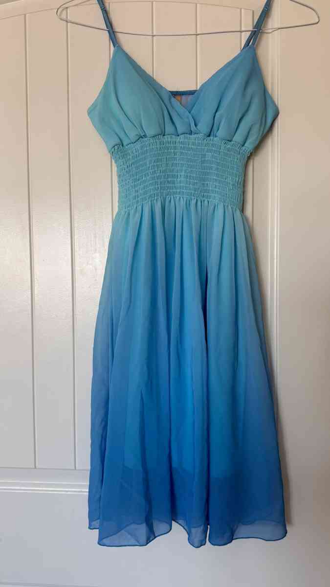 Blue Ombr Chiffon Sundress with Smocked Waist Adjustable Str - Los Angeles, California