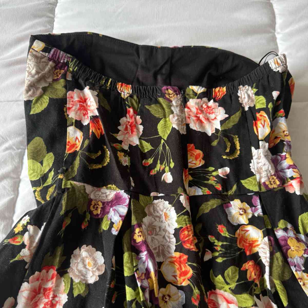 Sugarmint Strapless Black Floral Fit  Flare Dress  BuiltIn P - Los Angeles, California - FleaMarketBay