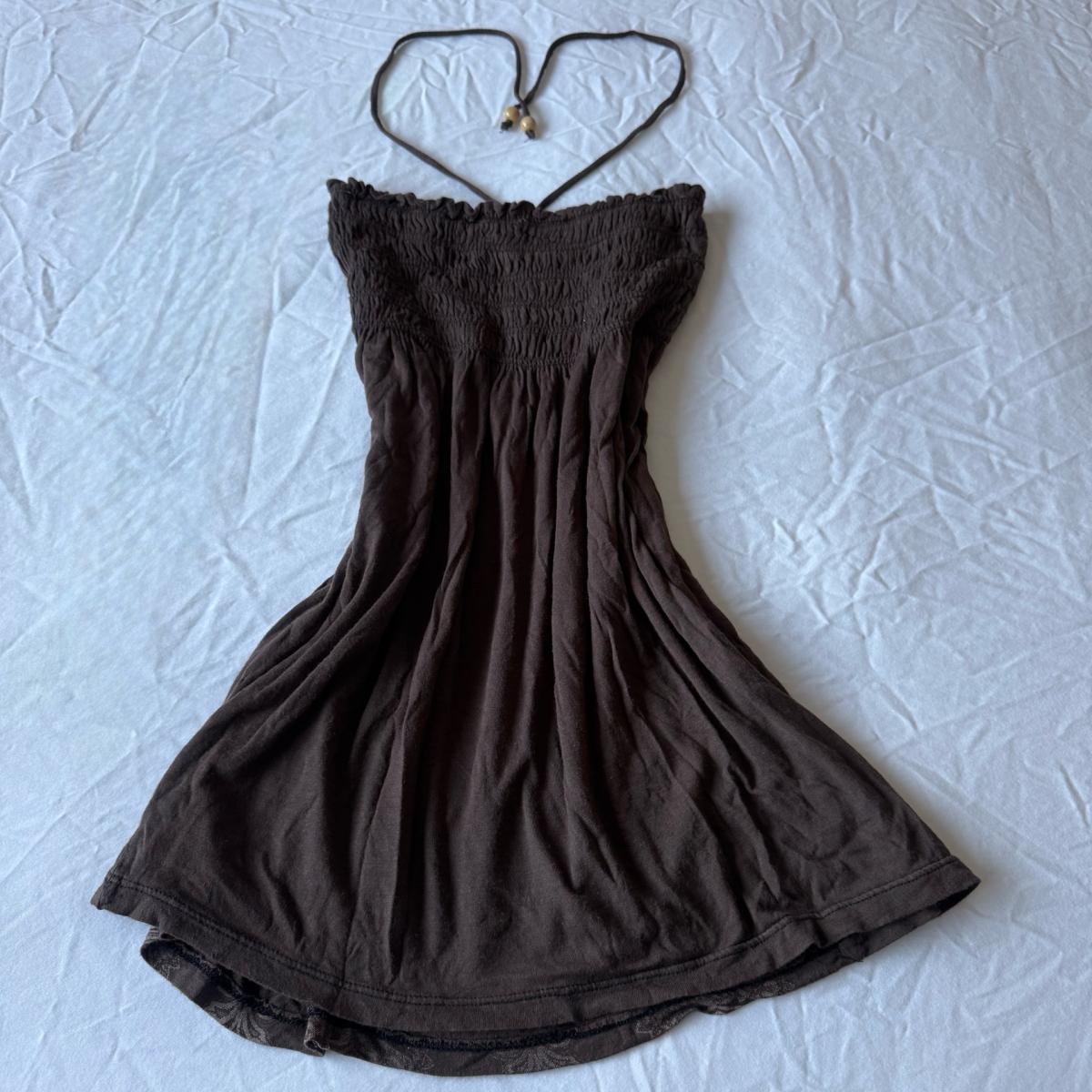 Chocolate Brown Halter Babydoll Top  Y2K Summer Vibes Small - Los Angeles, California - FleaMarketBay