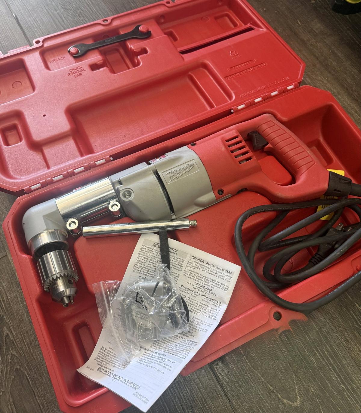 Milwaukee corded right angle drill