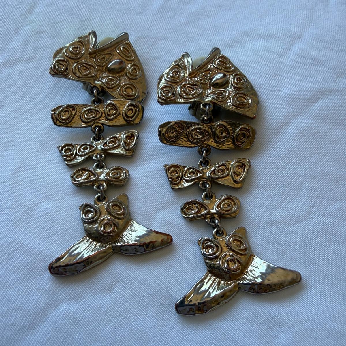 Vintage 1980s Gold Tone Sculptural Statement Earrings  Bold - Los Angeles, California - FleaMarketBay