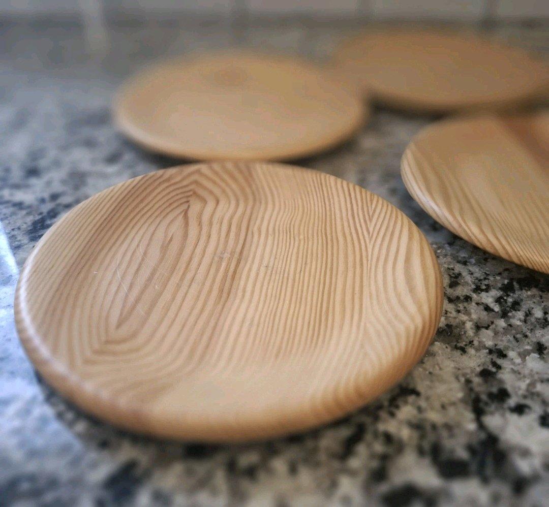 Rare  Sanbergs Nora Stad Sweden 4 Wooden Pine Plates - Tampa, Florida - FleaMarketBay