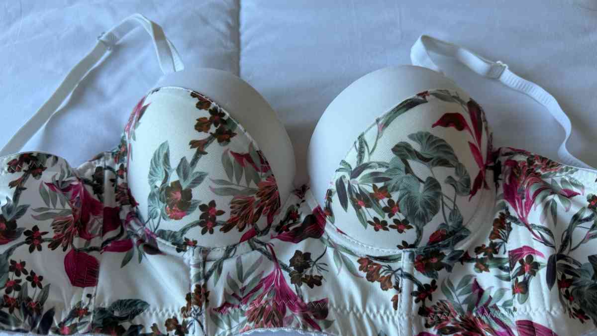 Brand New Floral Underwire Padded Bra  Ivory Cream Adjustabl - Los Angeles, California - FleaMarketBay
