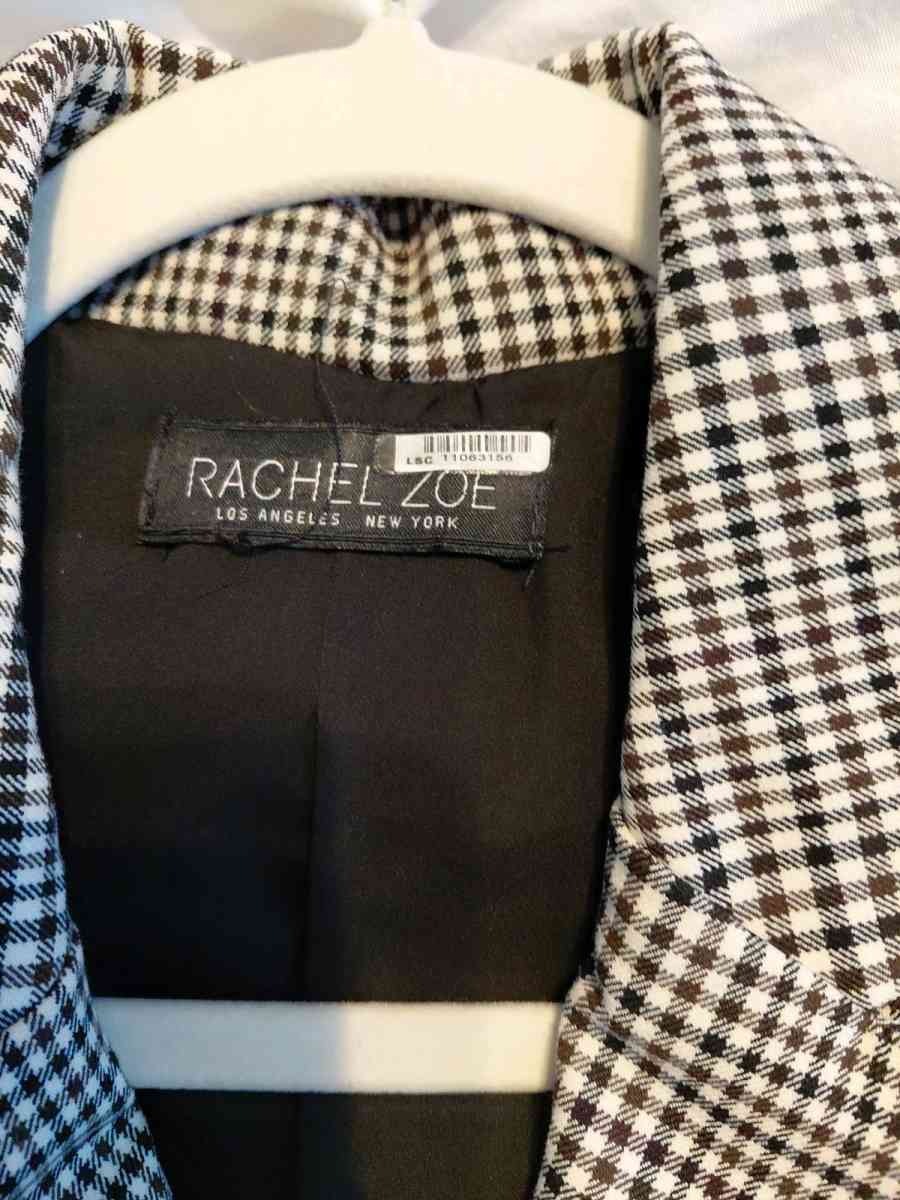 Rachel Zoe Houndstooth Long Vest One Button Black White - Houston, Texas - FleaMarketBay