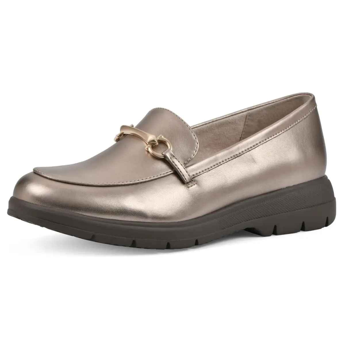 CLIFFS BY WHITE MOUNTAIN Women's Flow Cushioned Lug Sole Loafer Flat, Old Gold/Metallic Size  11 M - Virginia Beach, Virginia - FleaMarketBay