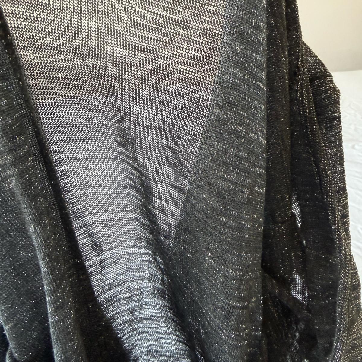 Y2K Charcoal Shimmer Ruched Tunic Top  Draped Metallic - Los Angeles, California - FleaMarketBay