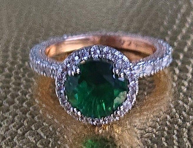 Sterling Silver  Rose Gold Emerald CZ Halo Ring - Huntsville, Alabama - FleaMarketBay