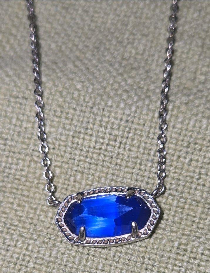 Kendra Scott Elisa Pendant Necklace in Cobalt Cats Eye - Huntsville, Alabama