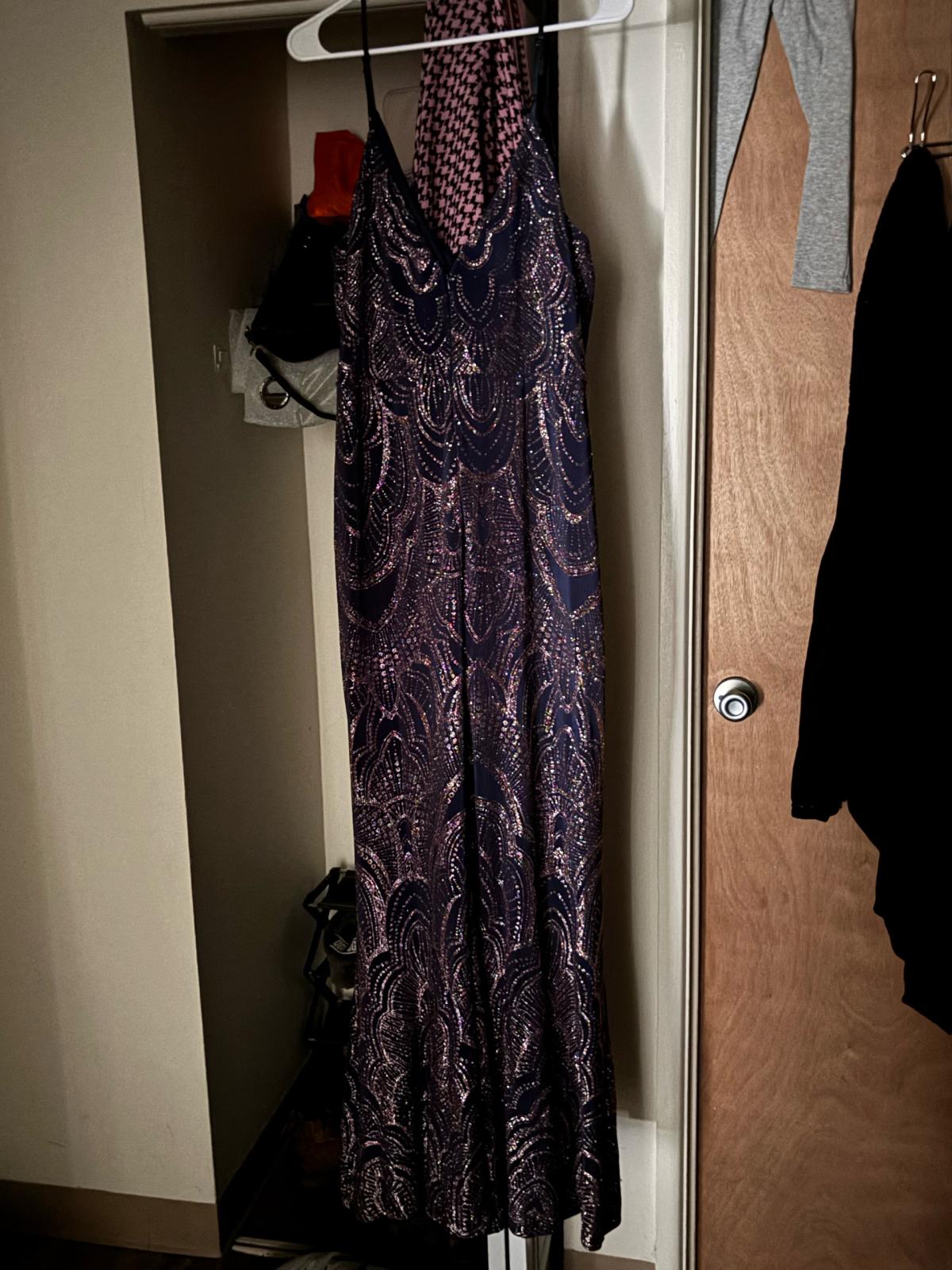 Navy blue and rose gold sequin prom dress plus size 20 Floor - Providence, Rhode Island - FleaMarketBay