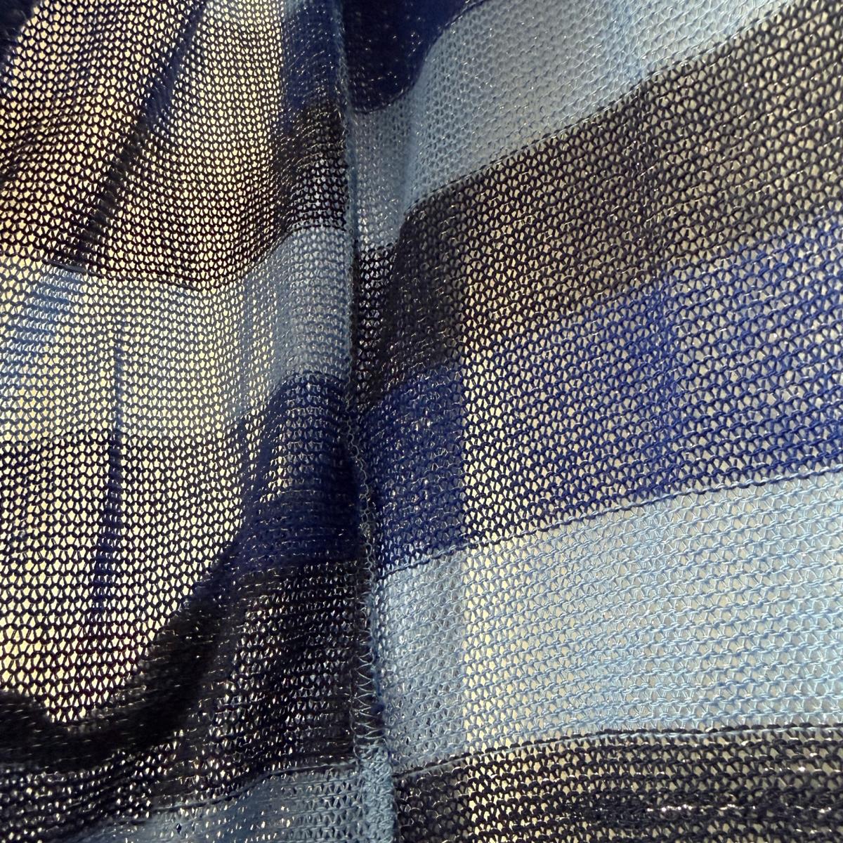 Blue Striped Lightweight Knit Cardigan  Cozy Soft Open Front - Los Angeles, California - FleaMarketBay