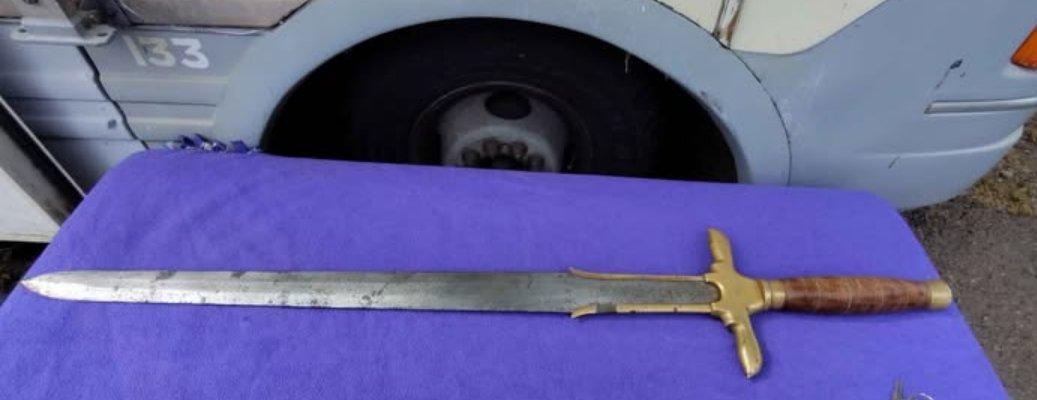 rare antique double edge sword with rosewood handle