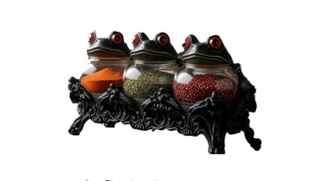 Frog Shaped Spice Jar Set