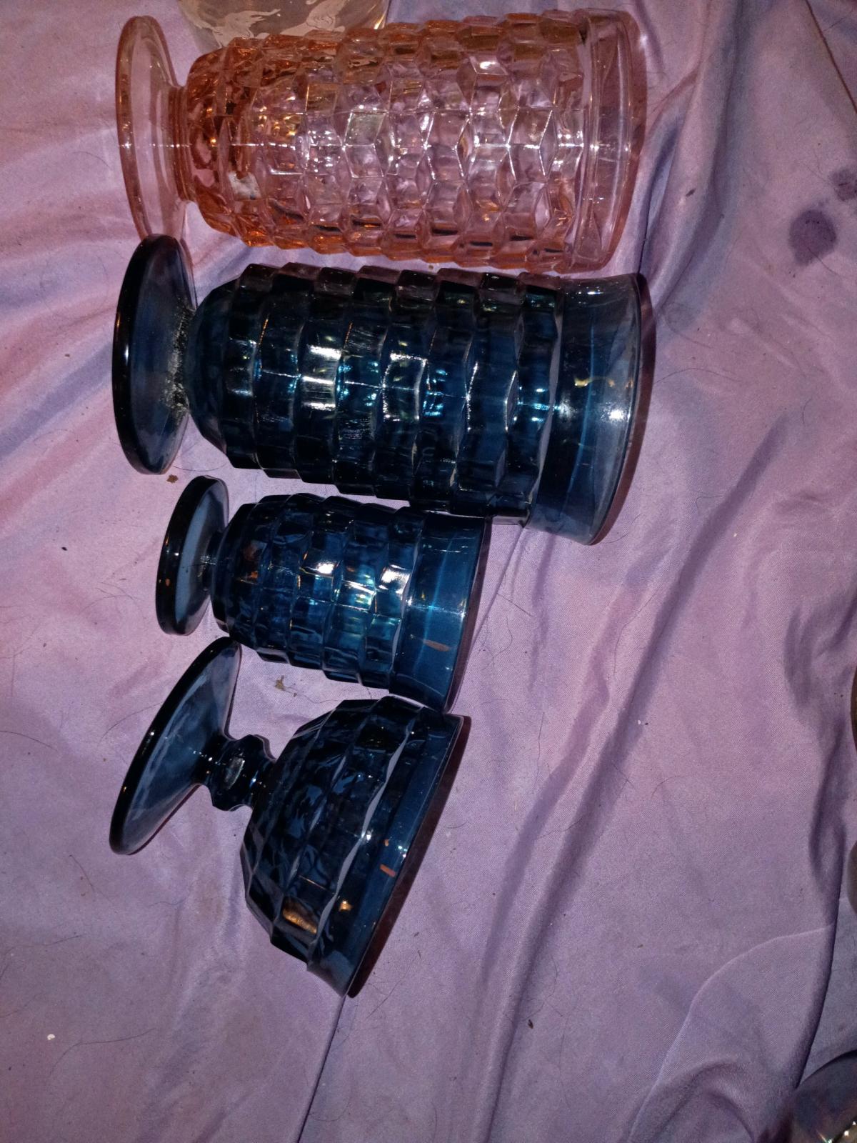 Rare Whitehall Rivera Blue Geometric Tea Glasses