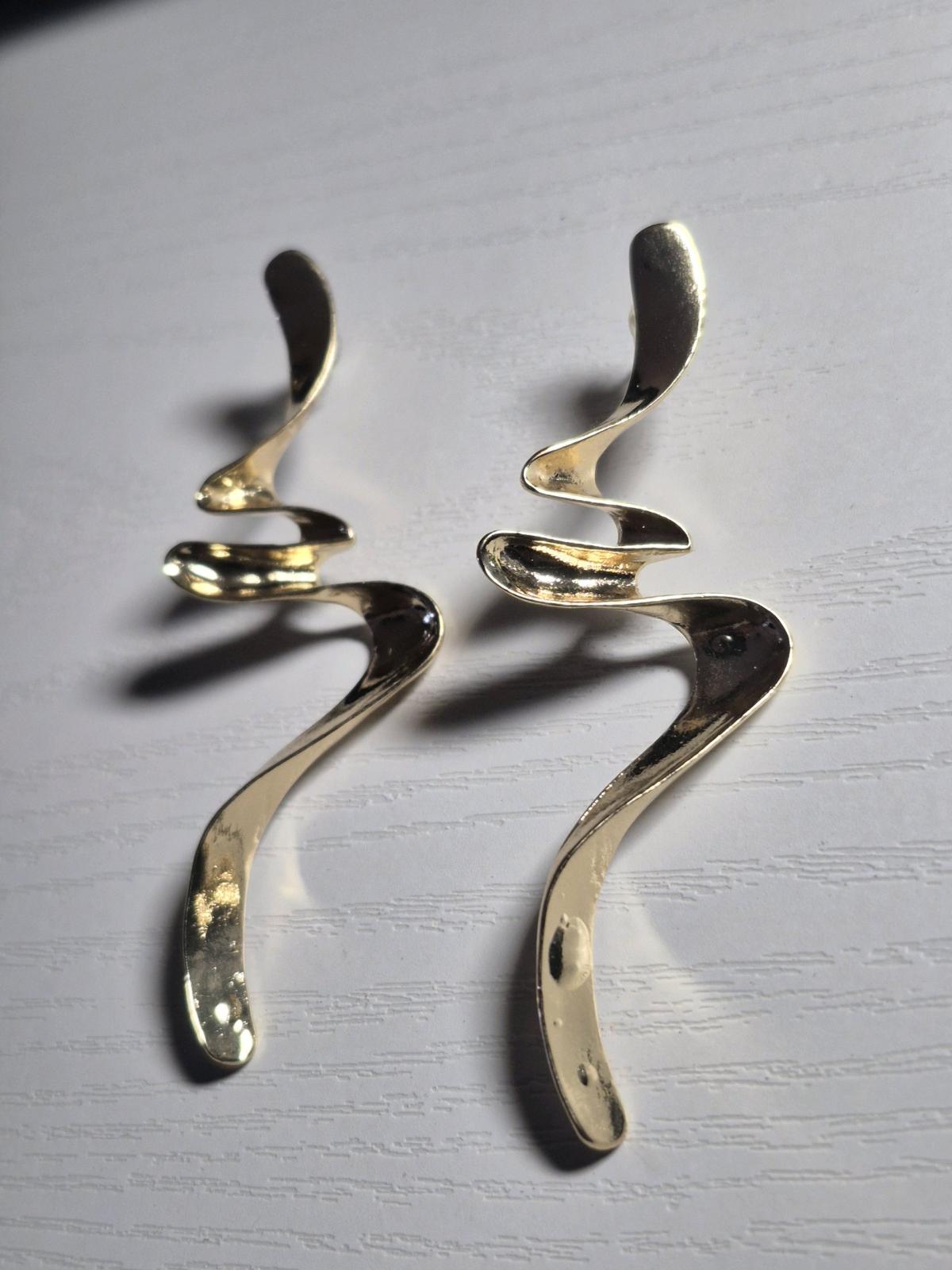 Earrings Gold Spiral Drop Earrings  Sculptural Womens Earrin - Lakewood, California - FleaMarketBay