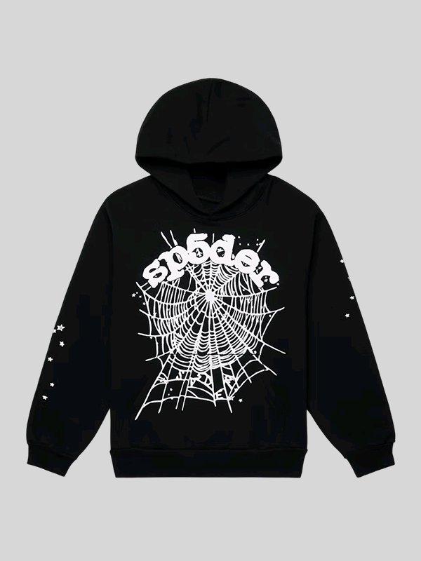 Black Sp5ider hoodie with white logo S