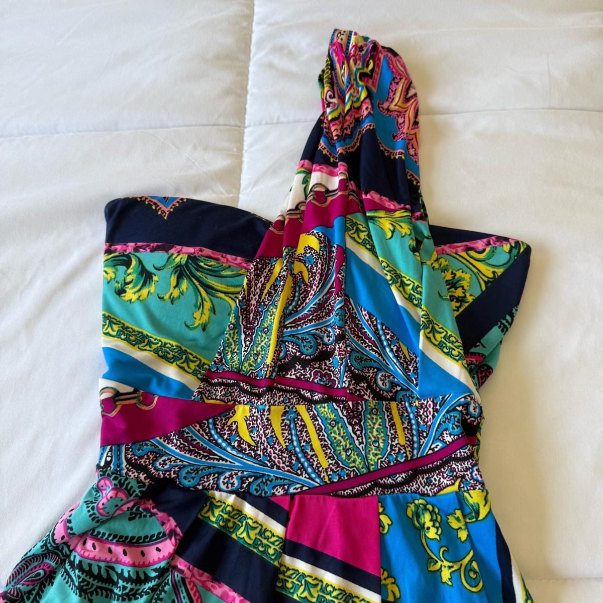 Convertible Strapless  Strappy Scarf Print Paisley Dress S - Los Angeles, California - FleaMarketBay