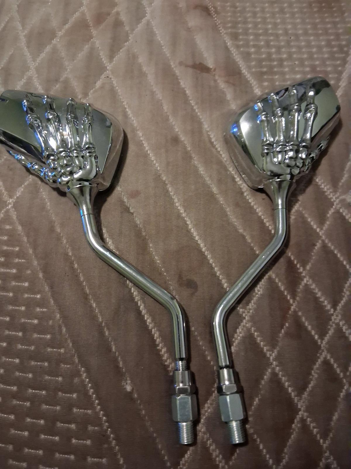 Skeleton  chrome hand mirror