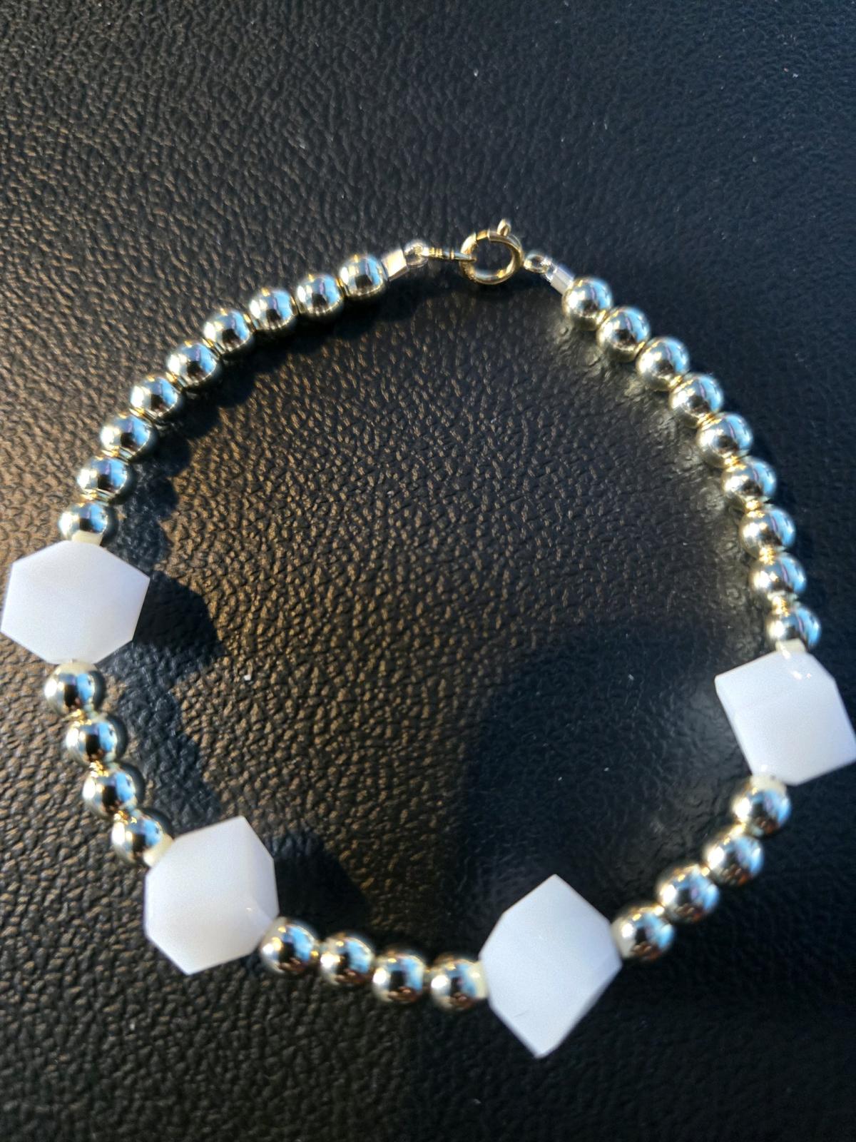 14kt Gold Filled Crystal Beaded Bracelet white Bracelet - Garysburg, North Carolina - FleaMarketBay