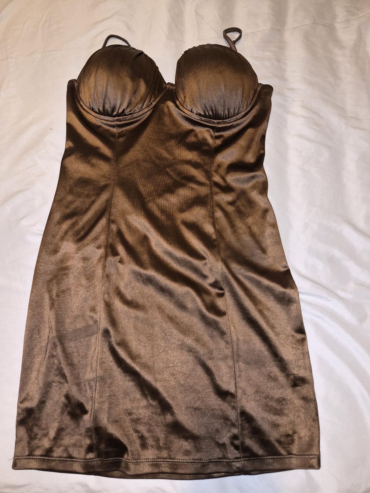 Brown Satin Fitted Mini Dress Size M Adjustable Straps - Winston Salem, North Carolina