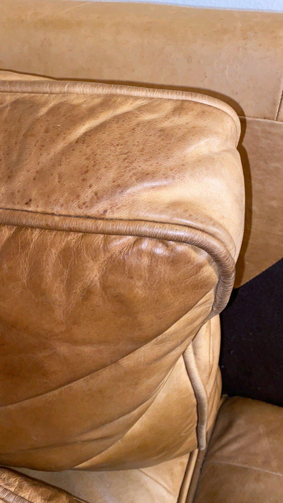 West Elm Leather Sofa 3Seat CamelTan 680 Delivery Available - Adams, New York - FleaMarketBay