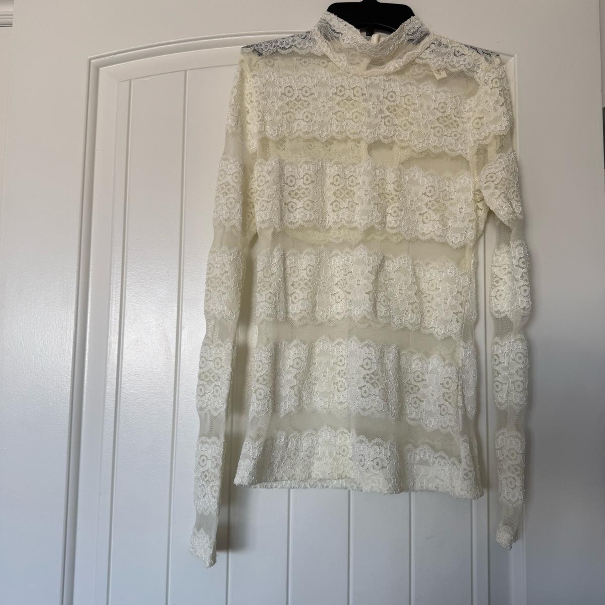 Romantic VintageInspired Ivory Lace HighNeck Blouse Sheet - Los Angeles, California - FleaMarketBay