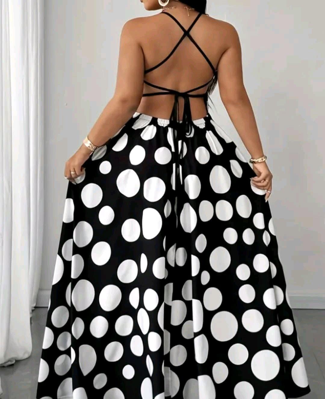 Womens Polka Dots Sleeveless Maxi Dress - Lanham, Maryland - FleaMarketBay