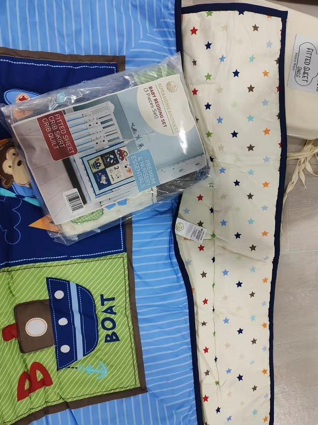 Baby Crib 3Piece Bedding Set blue