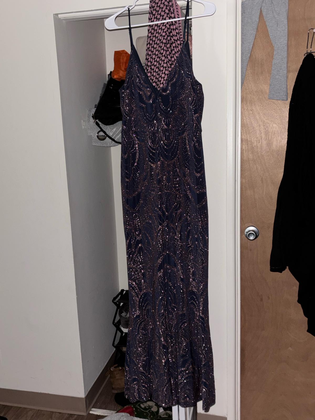 Navy blue and rose gold sequin prom dress plus size 20 Floor - Providence, Rhode Island - FleaMarketBay