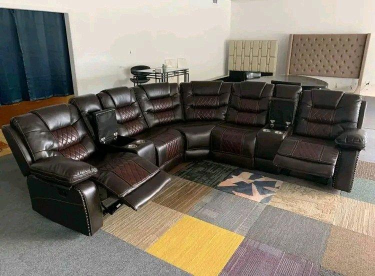 Brown Leather Sectional Recliner  New  Cup Holders  ONLY 53 - Miami, Florida - FleaMarketBay