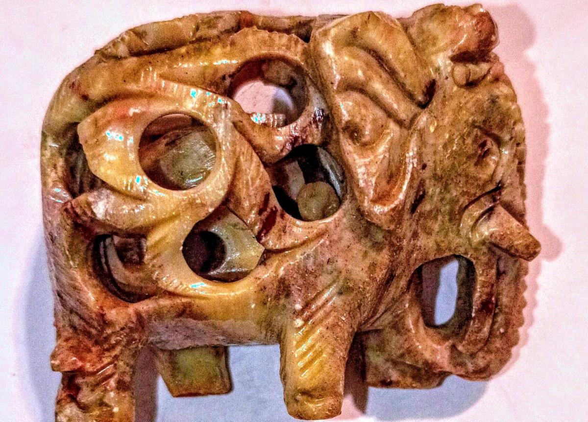 two soap stone elephant with baby elephant inside them - Elberton, Georgia - FleaMarketBay