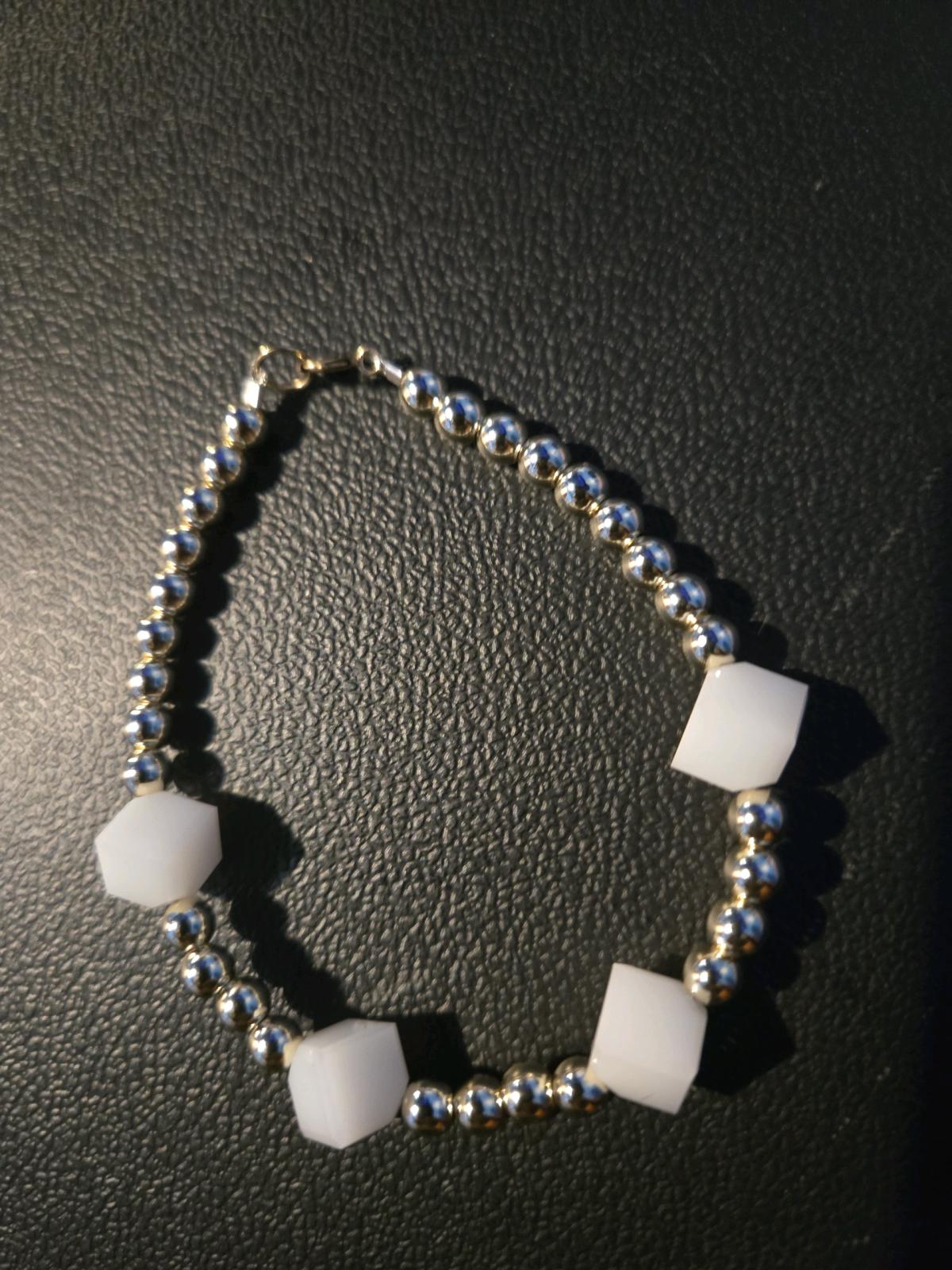 14kt Gold Filled Crystal Beaded Bracelet white Bracelet - Garysburg, North Carolina