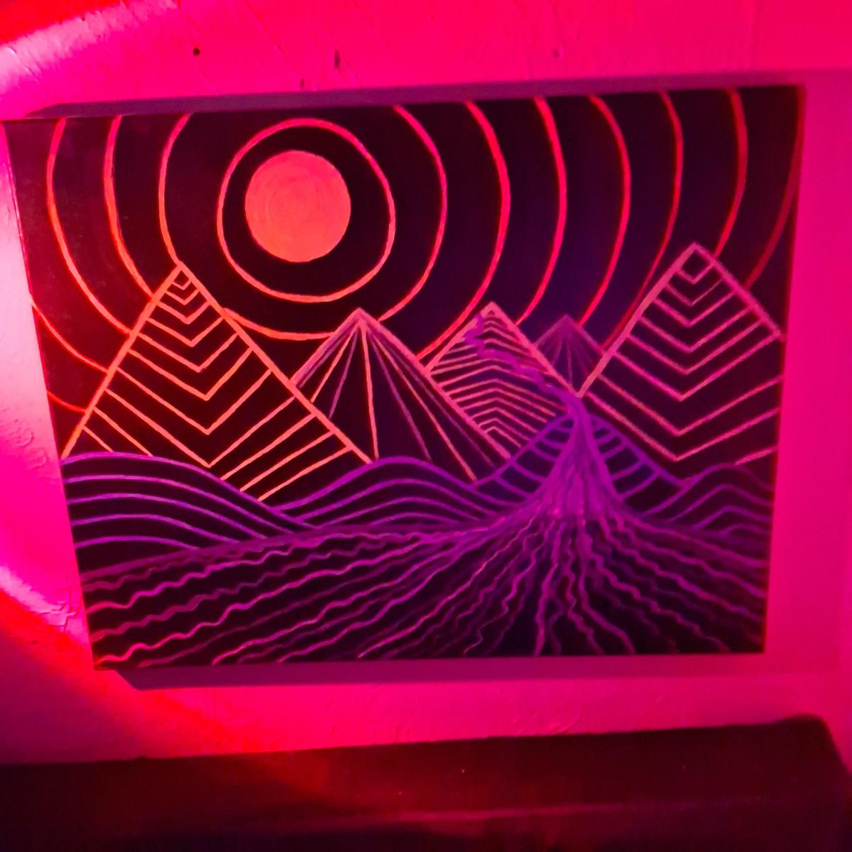 Pair of Acrylic Paintings 1 signed by artist Blacklight Neon - Philadelphia, Pennsylvania - FleaMarketBay