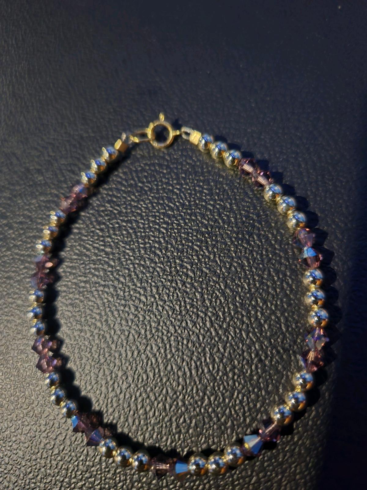 14kt Gold Filled Crystal Beaded Bracelet Light purple - Garysburg, North Carolina
