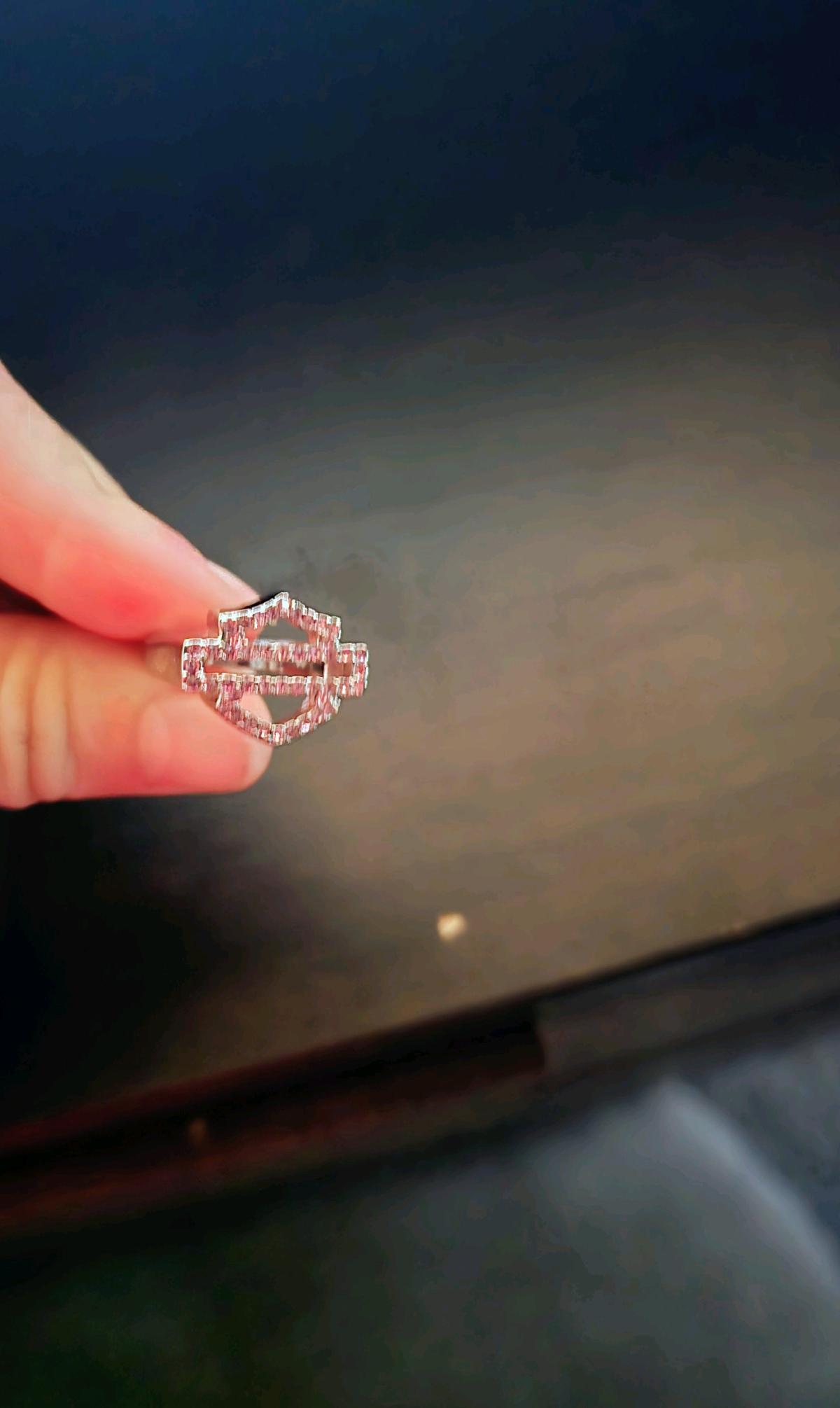 HarleyDavidson Womens Pink Label Bar  Shield Pink Swarovski