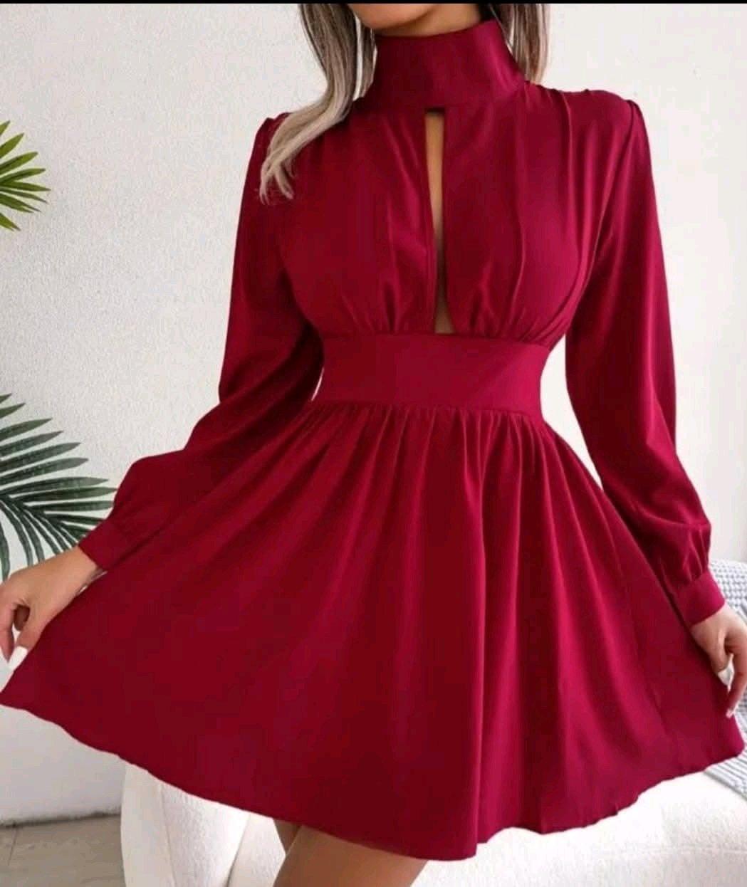 Womens Solid color Long Sleeves Dress