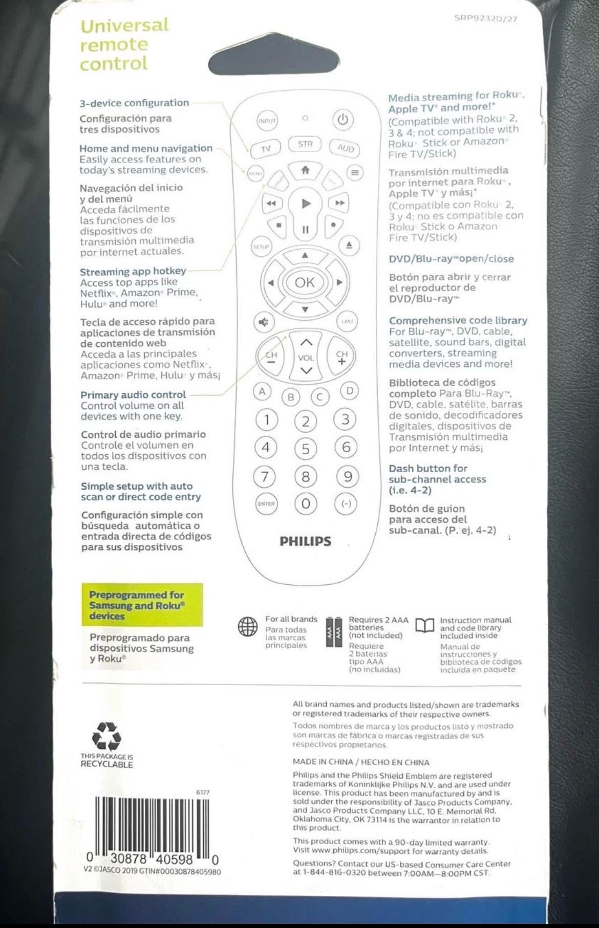 Philips Universal Remote Control - Norwood, Massachusetts - FleaMarketBay