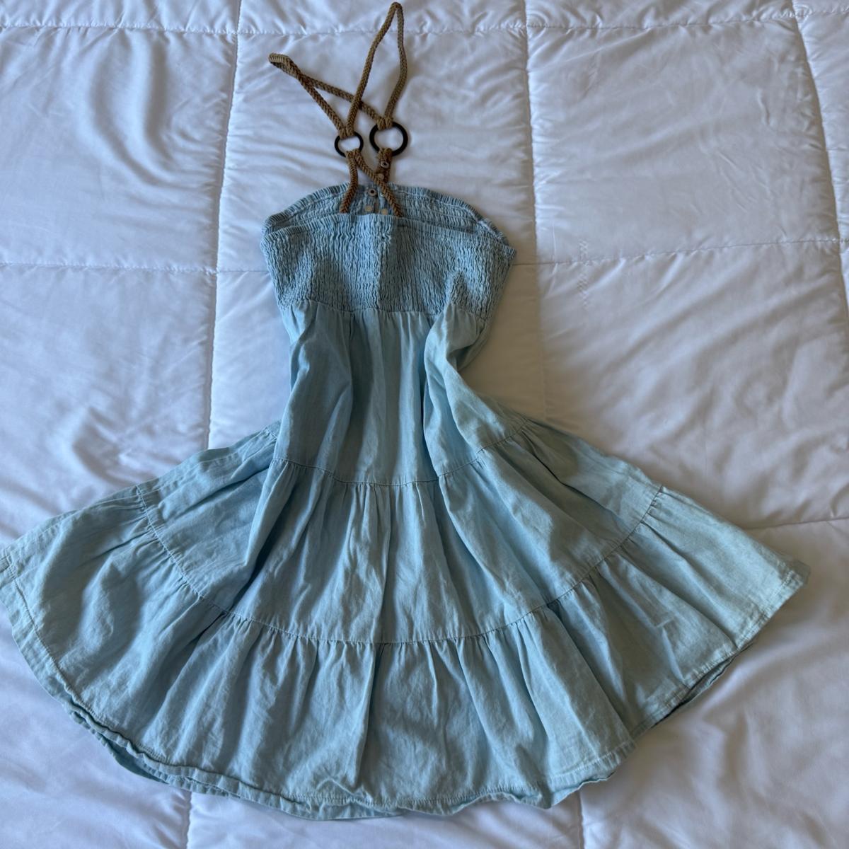 Mustard Seed Y2K Boho Seafoam Halter Mini Dress  Fairycore - Los Angeles, California - FleaMarketBay
