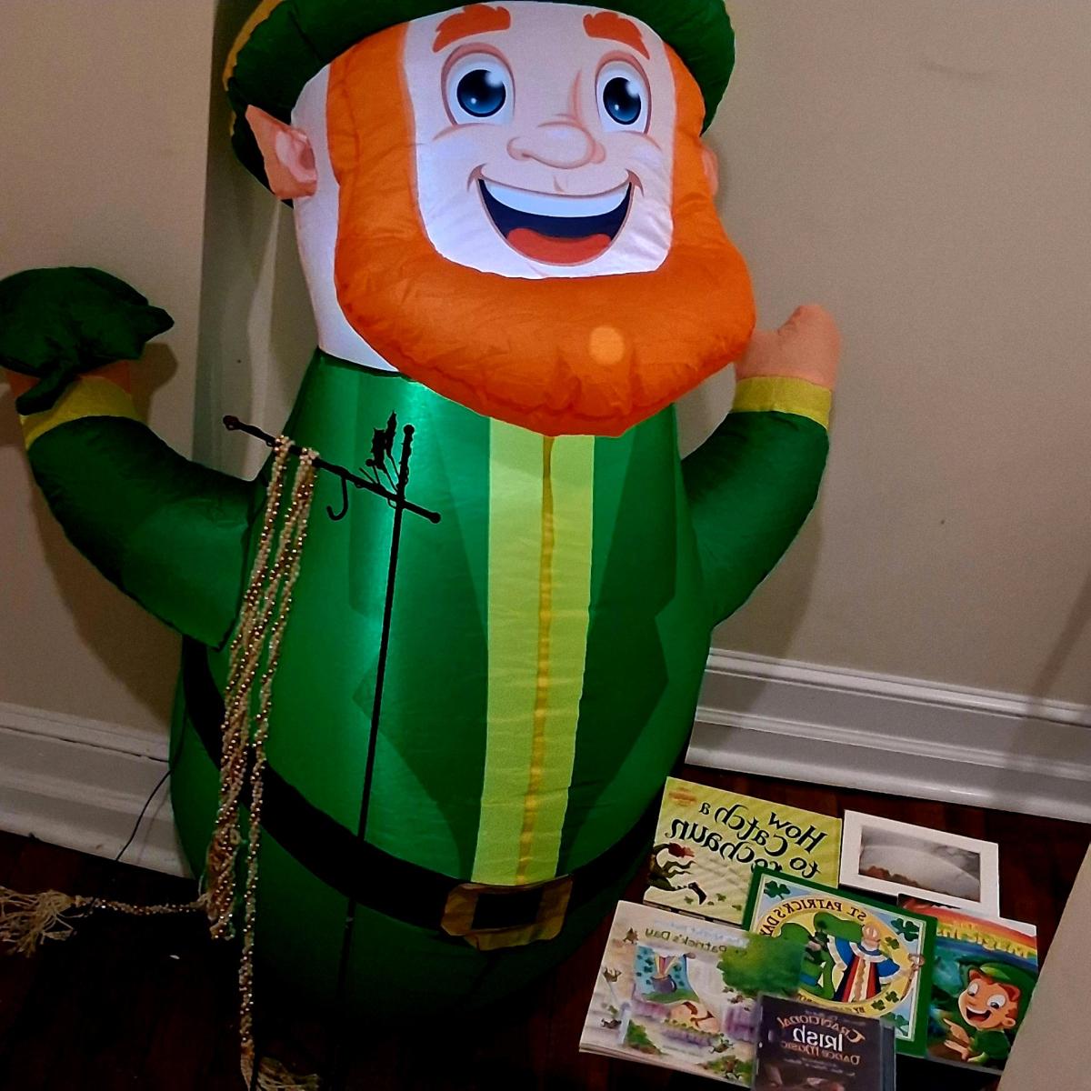St Patricks Day Bundle 5ft leprechaun Inflatable  Books Art