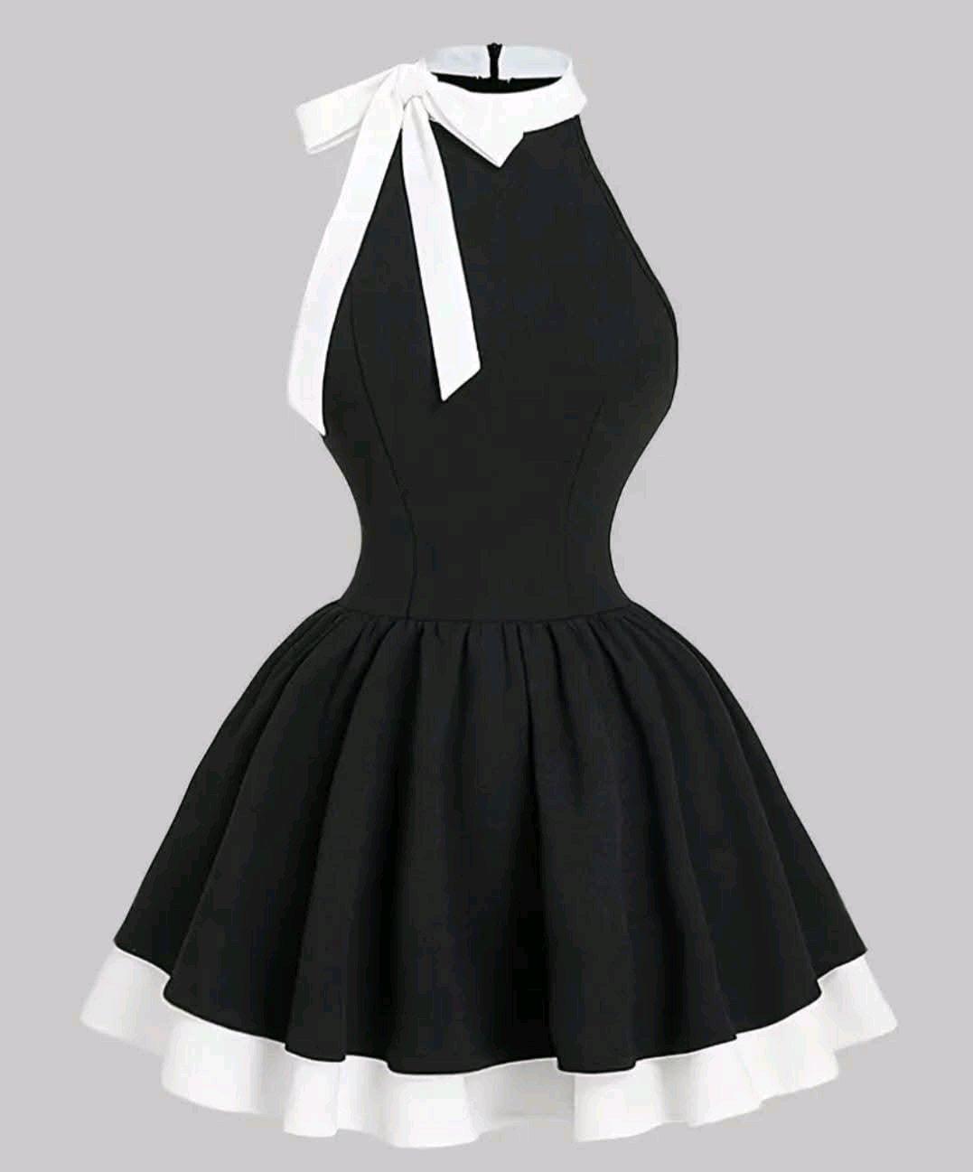 Solid Colo r BlakWhite Womens Dress