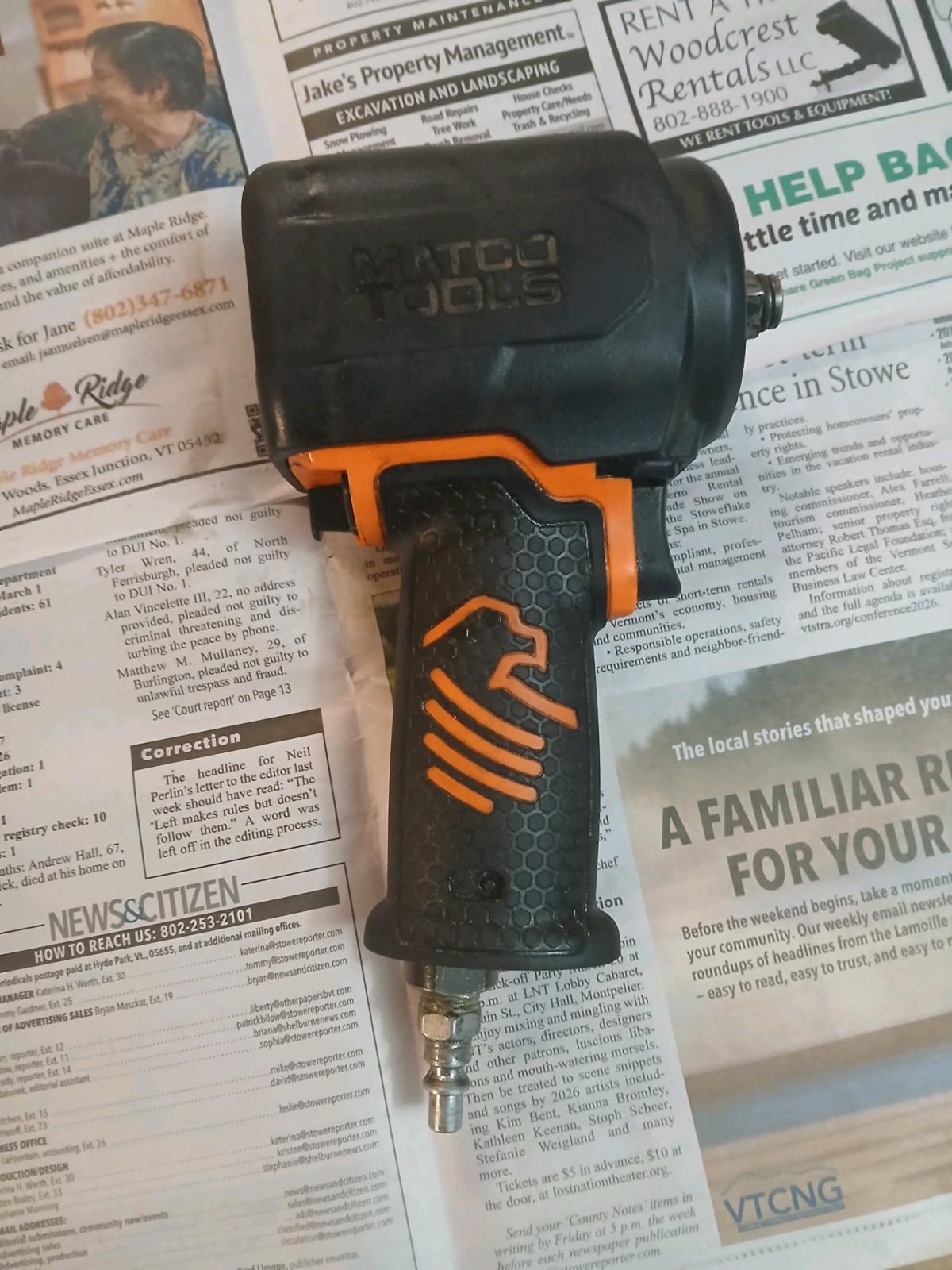 Matco Stubby air gun half inch barely used - Greensboro, Vermont - FleaMarketBay