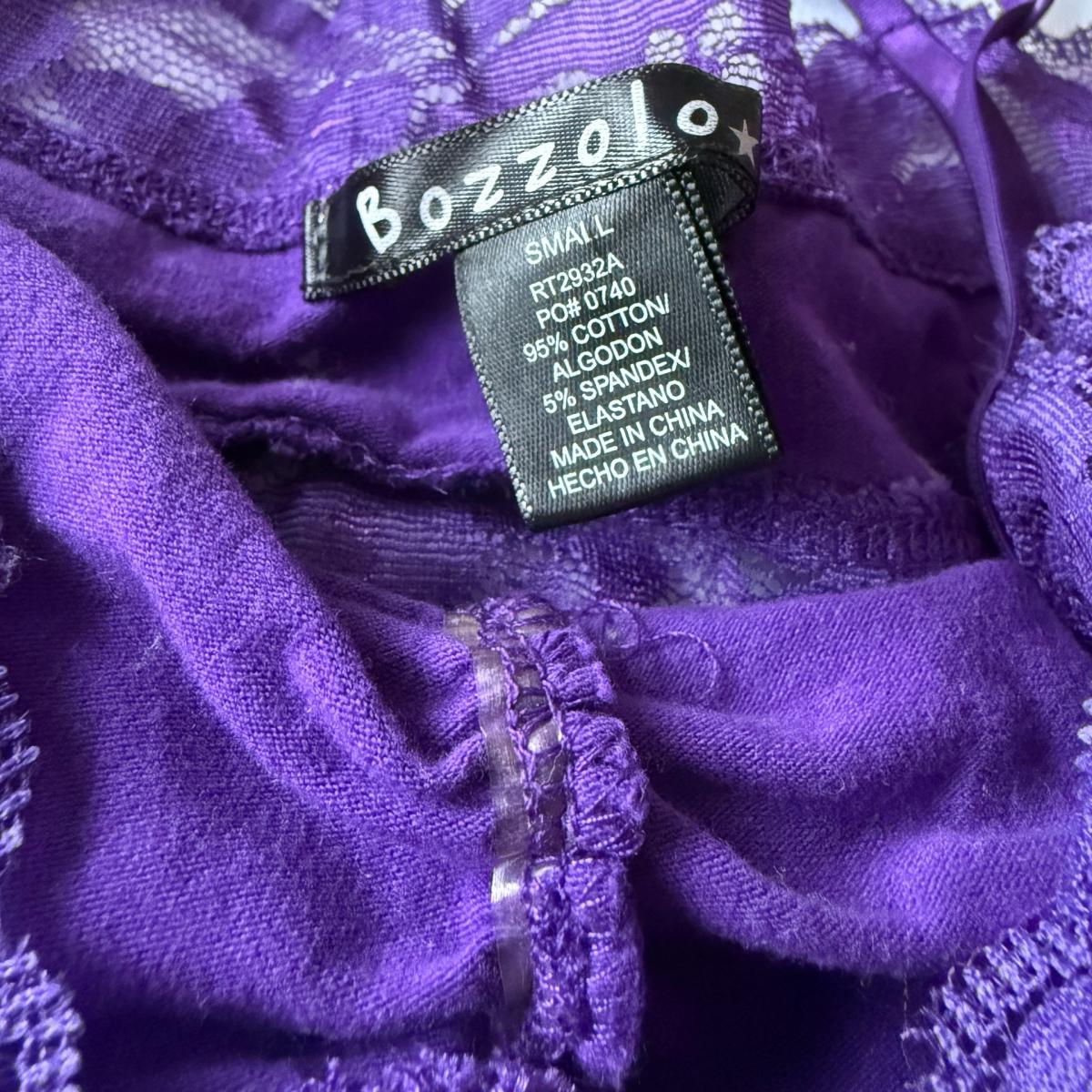 Romantic Violet Lace Bralette Crop Top  Silky Satin  Floral - Los Angeles, California - FleaMarketBay