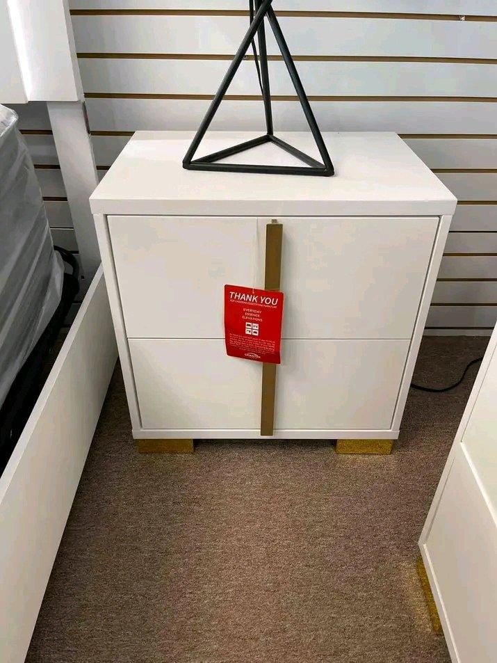 Modern White  Gold Bedroom Set with LED Bed  Queen Size - Miami, Florida - FleaMarketBay