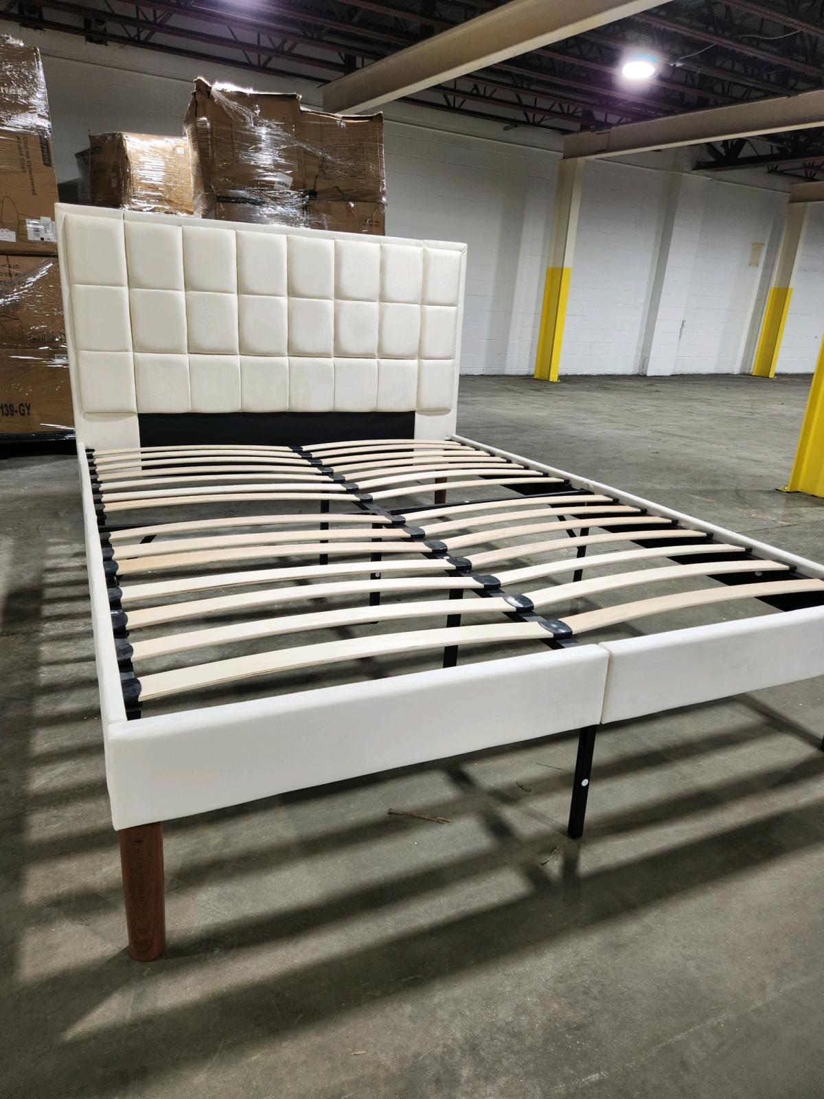 bed frame Queen beige delivery available marco de cama Queen