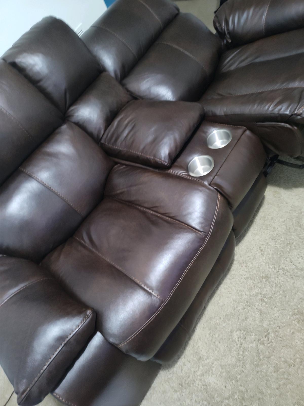 dark brown leather recliner loveseat