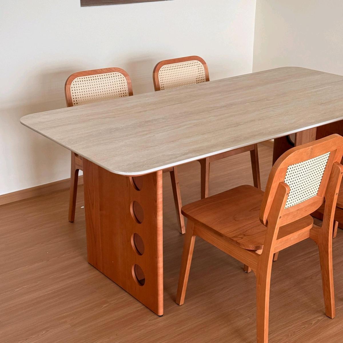 Scandinavian Cherry Wood Sintered Stone Dining Table Timele - New York, New York - FleaMarketBay