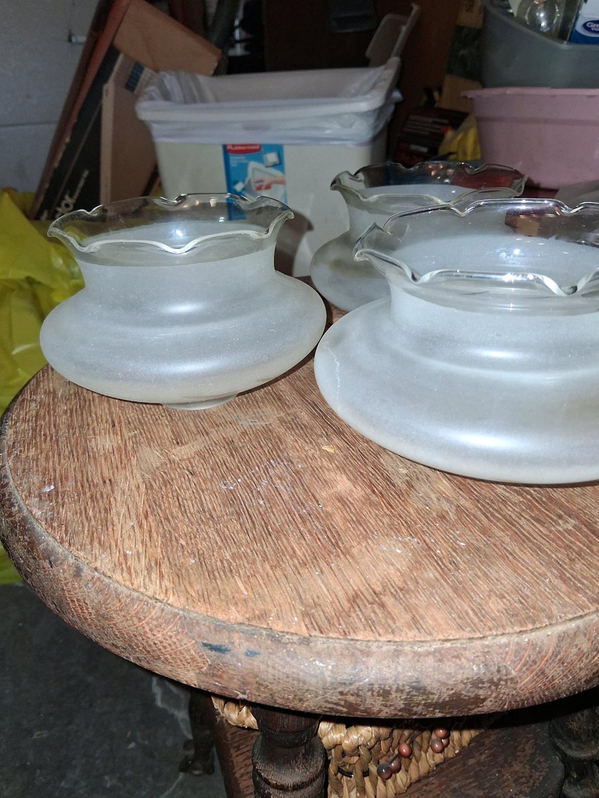 3 Antique Frosted Glass Lamp Shades Ruffled Edge - Kansas City, Missouri - FleaMarketBay