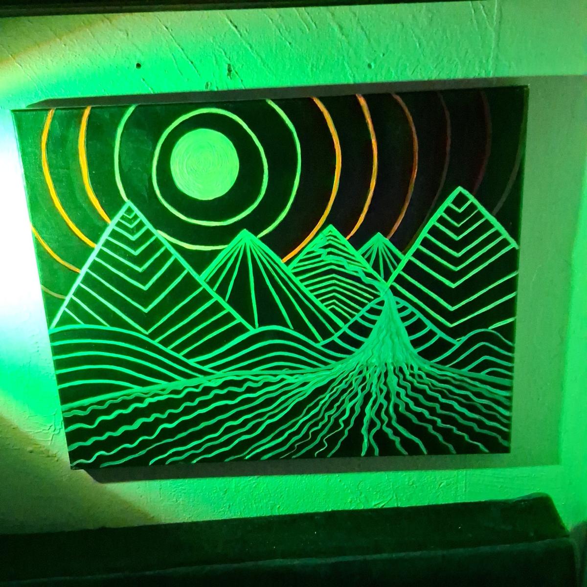 Pair of Acrylic Paintings 1 signed by artist Blacklight Neon - Philadelphia, Pennsylvania - FleaMarketBay